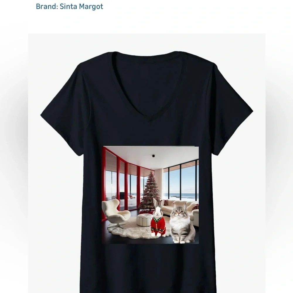HANDCRAFTED digital art Holiday Red Pet Sweater in a decorated festive space NWT